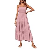 tsaChick Wickelkleid Damen Sommer Damen Halfter Bohème Kleid Lang Ärmellos Quadrat Hals Kleid Damen Kleid Damen Kleid Sommer Sommerkleid Midi Pareos & Strandkleider Für Damen Sommerkleid Festlich