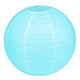 LIHAO Lampenschirm Lampion Rund Hellblau Papier Laterne Classic Bamboo Style Gerippter Lampenschirm Deko für Party Garten Hochzeit Dekoration (30 cm, 12')