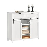 SoBuy FSB74-W Küchenschrank Sideboard mit Schiebetüren Schrank Buffet Aufbewahrungsschrank Kommode Weiß BHT ca.: 104x93x35cm