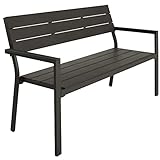 TecTake 800796 Gartenbank in Holzoptik, Sitzbank für Garten, Balkon und Terrasse, bis 250 kg belastbar, 2-Sitzer Parkbank, 128 x 59 x 88 cm - Diverse Farben - (Dunkelgrau | Nr. 403546)