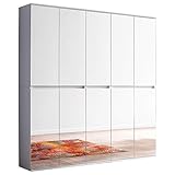 trendteam smart living Garderobe Garderobenschrank Schrank Mirror, 185 x 191 x 34 cm in Korpus und Front Weiß Melamin Absetzung Spiegel mit viel Stauraum