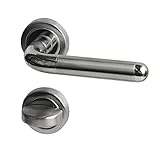Alpertec 28020040 Edelstahl Türbeschlag WC 2farbig Rosetten für Badtüren Türklinke Türdrücker Türgriffe …, für Badezimmertüren