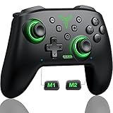 HELLCOOL Switch Controller, Pro Controller Switch mit Präzise Bewegungssteuerung/Dual Vibration/Turbo/Macro/Aufweckenfunktion, Cooles LED Licht Switch Controller für Switch/Lite/OLED