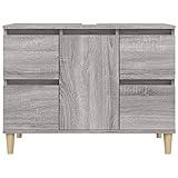 Tidyard Waschbeckenunterschrank Waschbeckenschrank Badschrank Aufbewahrungsschrank Unterschrank Wandschrank 80 x 33 x 60 cm (B x T x H) Mit 4 Schubladen und 1 Fach mit Einer Tür Grau Sonoma