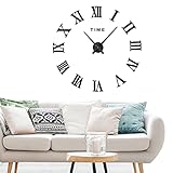 DIY 3D Wanduhr Moderne Mute große Wanduhren Acryl Wanduhren Wandtattoos Dekoration für Wohnzimmer, Nach Hause, Restaurant, Büro und Hotel - Schwarz (80-100cm)