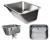 VBChome Ausgussbecken 63x53x25 cm Waschtrog aus Edelstahl Satinstruktur mit Überlauf Ablaufgarnitur Waschbecken für Gewerbe Waschraum Garten