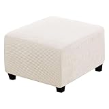 ZRCYXDW Quadratisch Ottomane Schonbezug Hockerbezug, Jacquard Eingedickt Ottoman-Bezug Weich Elastische Hocker Husse Abnehmbare Waschbar Für Wohnzimmer Schlafzimmer-Weiß B-Large