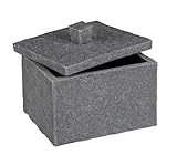 WENKO Universaldose Villata, Aufbewahrungsbox mit Deckel in Naturstein-Optik aus hochwertigem Polyresin, zur Aufbewahrung von Bad-oder Kosmetikutensilien, (B x H x T): 13 x 11 x 10 cm, Grau