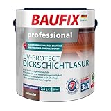 BAUFIX professional UV-Protect Dickschichtlasur palisander, 2.5 Liter, tropfgehemmt, Grundierung, Lasur und Schutz in einem, bis zu 7 Jahre Wetterschutz, auch für maßhaltige Holzbauteile