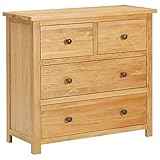 JUNZAI Kommode, Sideboard, Esszimmerschrank, Kleiderschran, Schlafzimmer Kommode, 80×35×75 cm Massivholz Eiche