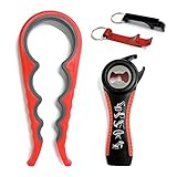 4 PCS Set of New Multifunctional Bottle Opener Can Opener, Creative Key Chain Beer Bottle Opener, Easy Removal of Bottle Caps, Suitable for Kitchen, Arthritis, Weak Hands (Red and Black)