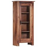 vidaXL Sheesham-Holz Massiv Highboard mit 4 Fachböden 1 Glastür Vitrine Standvitrine Hochschrank Standschrank Anrichte Kommode Schrank 50x30x110cm Palisander