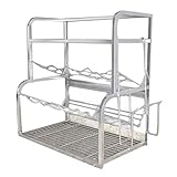 GODNECE Godne Gewürzständer Gewürzregal zum Hinstellen Gewürzständer Küche aus Metall, 4 Etagen Silber