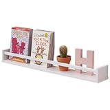 TREOAKWIS Wandregal Weiß, 80 cm Eiche Schweberegal Wandregal Schwimmende MassivHolz Bücherregal Kinderzimmer Wandregale für Zeitschrift Wohnzimmer Bad Schlafzimmer Dekor Küche Gewürzregal