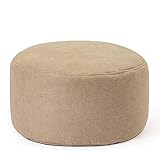 TONPOP Ottoman-Hocker-Sitz, rund, Leinen, modern, 45 cm hoch, Fußhocker, multifunktionale Fußstütze, Hocker-Sitz – für Zuhause, Wohnzimmer, Schlafzimmer