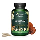 Mushroom Complex | 6 Vitalpilze: Reishi, Cordyceps, Shiitake, Chaga, Hericium, Agaricus | PREMIUM: Beta-Glucane + Polysaccharide | Laborgeprüft | Vegan - Pur | Deutsche Produktion von Vegavero®