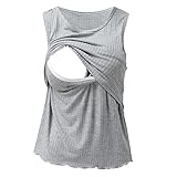 Einfacher Damen-Body Frauen Mutterschaft Sommer ärmellose Stillweste zum Stillen Schwangerschaft Tank mit Brustpolstern (Grey, XXXL)