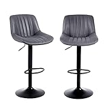 Youhauchair Barhocker 2er Set, Drehbare Barhocker mit Lehne, Barhocker Höhenverstellbar aus PU-Leder, Moderner Barstuhl Küchenhocker Bar Hocker Bar Stool, Dunkelgrau