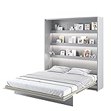 MEBLINI Schrankbett Bed Concept - Wandbett mit Lattenrost - Klappbett mit Schrank - Wandklappbett - Murphy Bed - Bettschrank - BC-13-180x200cm Vertikal - Grau Matt