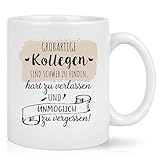 Abschiedsgeschenk für Kollegen Jobwechsel Tasse, 11oz Abschied Tasse Geschenk Kollegen Abschiedsgeschenk Jobwechsel, Kaffeetassen mit Spruch - Großartige Kollegen sind schwer zu finden, Weiß 320ML