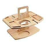 BBASILIYSD Outdoor-Geschirrregal aus Holz, Obst, integriertes Weintablett und für den Außenbereich, tragbar, Z0r3 Weinglas, Picknick, hängendes Gemüse