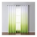 Mesnt Thermovorhang Hitzeschutz Kräuselband, Polyester Gradient Raum Verdunkelung Blackout Vorhang, Grün, H244 x B107 cm
