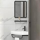 Kleines Eckwaschbecken zur Wandmontage, Waschbecken, Hängewaschbecken, Waschbecken mit Wasserhahn Kombination und Turmaufhänger, Weißes Keramik Mini Waschbecken mit Überlauf (Color : C-MIRROR, Size