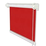 INTERDECO Verdunkelungsrollo/Thermo Rollo, Rot BxH 60 x 175 cm, Klemmfix Rollos ohne Bohren, Seitenzugrollos mit Silberbeschichtung