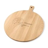 your surprise Pizzabrett mit Namen personalisiert, rundes Pizzabrett aus Holz - Pizzateller aus Buche graviert und mit Griff - Geschenk für Pizzaliebhaber