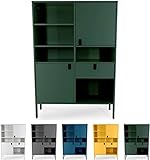 Tenzo 8563-031 UNO Designer Highboard 2 Türen, 1 Schublade, Forest Grün lackiert, MDF + Spanplatten, matt Soft-Close Funktion, 176 x 109 x 40 cm (HxBxT)