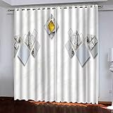 LAMPPE Gardinen Blickdicht Ösen Kinder 3D Geometrische Quadratische Textur Muster H 210 X B 110 cm 2Er Set Thermo Gardinen Verdunkelung Vorhang Wärmeisolierend Gardine Kinderzimmer Ösenschal Fenster