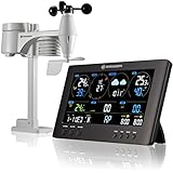 Bresser 7002586 Wetterstation Funk mit Aussensensor ClearView Wettercenter mit WLAN und 7-in-1 Profi-Sensor für Wind, Luftfeuchtigkeit, Temperatur, Niederschlag, UV-Level und Lichtintensität, Schwarz