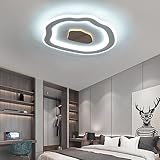 Lanekd 26W LED Deckenleuchte Schlafzimmer Küche Beleuchtung, Rund Eckig Wahlfrei, Indirekte Modern Deckenlampe Gebogen Design für Balkon Flur Badlampe Garage Leuchten Weißes Finish (Wolken 6000K)