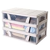 Aufbewahrungsboxen mit Fenster Aufbewahrung Große Mega Box Faltbar Dicker Polyester Stoff Aufbewahrungskorb Korb Behälter mit Deckel Doppelgriffe Organizer Tasche für Kleidung Decke (Farbe: Weiß)