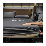 Spannbettlaken 90x200cm Baumwolle 100% Spannbetttuch Superweiches Elastisch Bettlaken Jersey Matratzenhöhe Bis 30 cm (Color : Dark Gray, Size : Full)