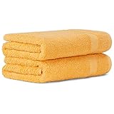 Luckytowel Handtücher Set 50x100 cm 100% Baumwolle, Handtuch-Set 2er Pack Gelb