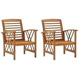 vidaXL 2X Akazienholz Massiv Gartenstuhl Gartensessel Stuhl Sessel Gartenmöbel Holzstuhl Balkonstuhl Terrassenstuhl Gartenstühle Stühle