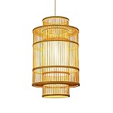 LQZCXMF Hängendes Kronleuchter-Restaurant Aus Natürlichem Bambus Antike Rattan-Deckenleuchte Mit Einzellaterne Retro-gewebte Lampe Deckenleuchte Aus Natürlichem Holz Mit Verstellbarem Kabel