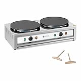 Royal Catering RC-CMD01 Crêpesmaker 2 Heizplatten 400 mm 2 x 3.000 W Crepeseisen Crepe Maschine Crepesplatte