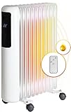 Ölheizung elektrisch 2500W Elektroheizung 11 Lamellen JU11 mobiler Elektroheizkörper Heizgerät Ölradiator Thermostat Ölheizer