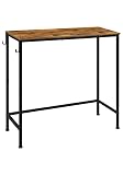 NORCEESAN Konsolentisch schmal Metall,Flurtisch,Beistelltisch,Eingangsbereich,moderner Sofatisch,verstellbare Füße, vintagebraun-schwarz,Industrie-Design,Wohnzimmer, Flur,80×30×70cm