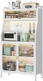 NJUN Küchenschrank, mit 3 Türen Hochschrank, Küchenbuffet, Großes offenes Raum für Mikrowelle, Mehrzweckschrank für Wohnzimmer Büro Küche, Weiß 66X36X1600 cm (86X36X1600)