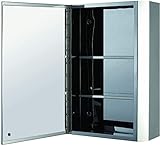QHYTL Badspiegelschrank aus Edelstahl, moderner Wand-Medizinschrank, 3 Fächer innen, Silber