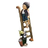 n/a Gartenzwerge Skulptur, Erklimmen Einer Leiter Boy Resin Statue Kunst-Geschenk-Handwerk Interessant for Gartendeko Patio Shop-Rasen Dekoration Dwarf
