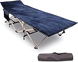 REDCAMP XXL Feldbett mit Matratze Topper für Erwachsene 226kg, 71cm Extra breite Campingbett klappbar, Stabile Faltbar Betten für Outdoor Camping Reisen Büro Indoor, Blau