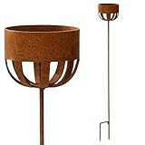 Kerzenhalter 122cm Rost Deko Outdoor-Kerzen Stecker Gartendeko Topfhalter Stab Edelrost Beetstecker