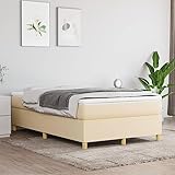 ZEYUAN Boxspringbett mit Matratze, Bett, Polsterbett, Bettgestelle, Schlafbett, Box Spring Bed,Jugendbett, Bettrahmen, Creme 120x200 cm Stoff