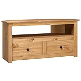 vidaXL Massivholz Panama-Kiefer TV Eckschrank 2 Schubladen 1 Fach Ecktisch Lowboard Fernsehschrank HiFi-Schrank Fernsehtisch 93x49x49cm