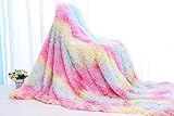 TIDWIACE Regenbogen Kuscheldecke 200 x 220 cm Flauschig, Super Warme Decke, Hochwertige Wohndecke, Wolldecke Kunstfell, Sofadecke,Fleecedecke,Tagesdecke für Bett Sofa Schlafzimmer