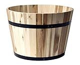 colourliving Pflanzkübel Holz rund 37 cm Holzfass Blumenkübel Blumentopf Natur Akazienholz Pflanztopf